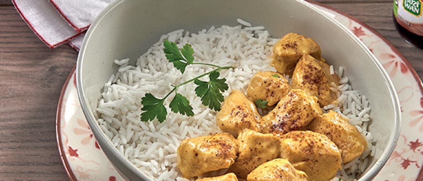 Bocconcini di pollo al curry e latte di cocco